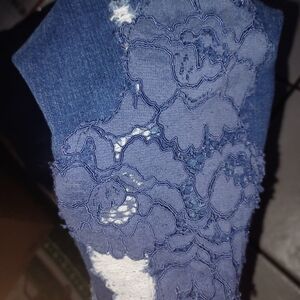 Lane Bryant Navy Lace-Overlay Skinny Jeans